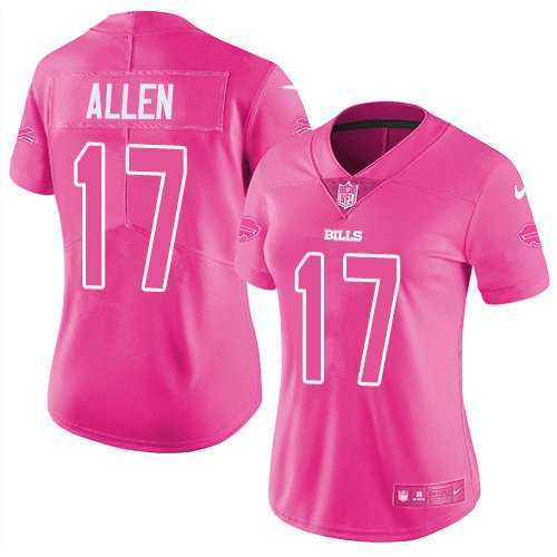 Womens Buffalo Bills #17 Josh Allen Pink Vapor Untouchable Limited Stitched Jersey->women nfl jersey->Women Jersey
